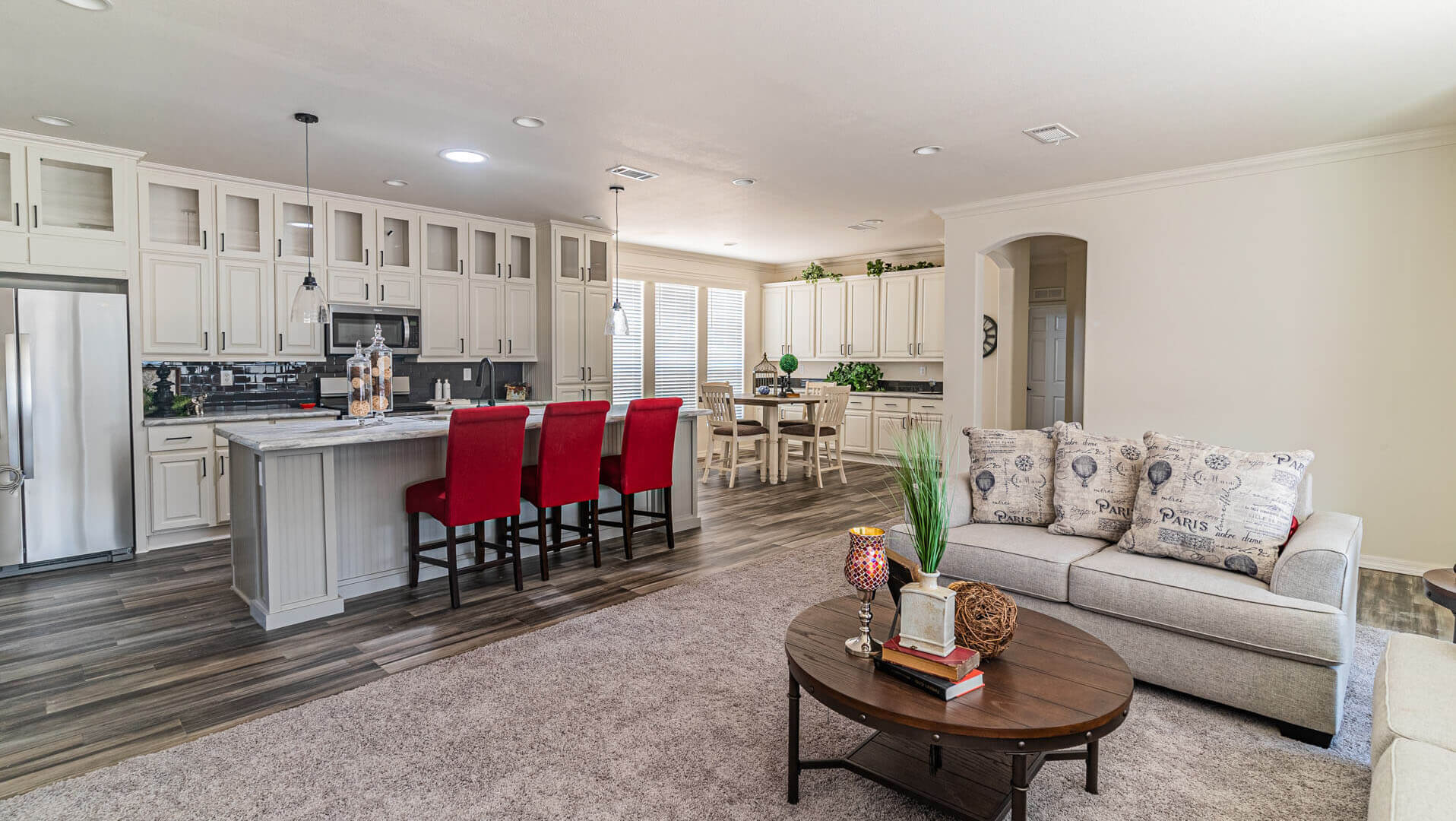 Interior photo of a manufactured home living room